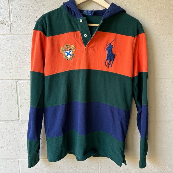 POLO RALPH LAUREN Y2K Cotton Strip Shirt With Hoodie - Picture 3 of 13
